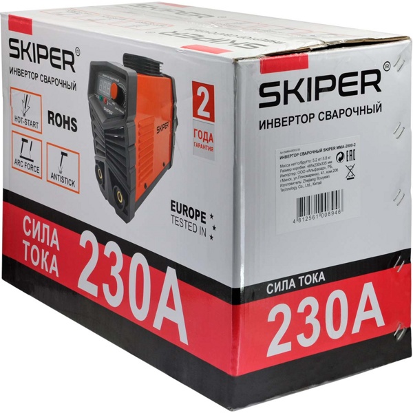 Инвертор сварочный SKIPER MMA-2800-2 (160-260 В, LED диспл., 230А, 1,6-5 мм, электрост. от 6,0 кВт)- фото6