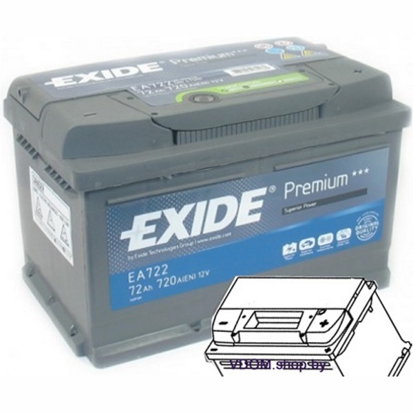 EXIDE PREMIUM R+ (72 A/h) 720A EA720 Аккумулятор автомобильный