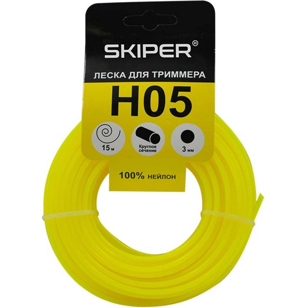 Леска SKIPER H05 (ф 3.0 мм х 15 м кругл. сеч., желт., в уп. 40 шт.)