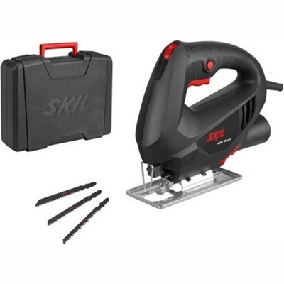 SKIL 4281LD Лобзик электрический в кейсе + 3 пилочки 400вт, частота ходов на холостом ходу 800 - 3000 в минуту, высота хода пилки 16мм, встроенный вентилятор для удаления пыли, глубина пропила в древе