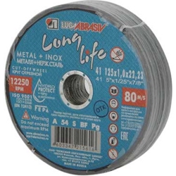 Круг отрезной 125х1.0x22.2 мм для металла Long Life LUGAABRASIV (цена за 1шт. в упаковке 25шт.)