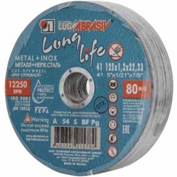 Круг отрезной 125х1.2x22.2 мм для металла Long Life LUGAABRASIV (цена за 1шт. в упаковке 25шт.)