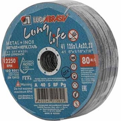 Круг отрезной 125х1.4x22.2 мм для металла Long Life LUGAABRASIV (цена за 1шт. в упаковке 25шт.)
