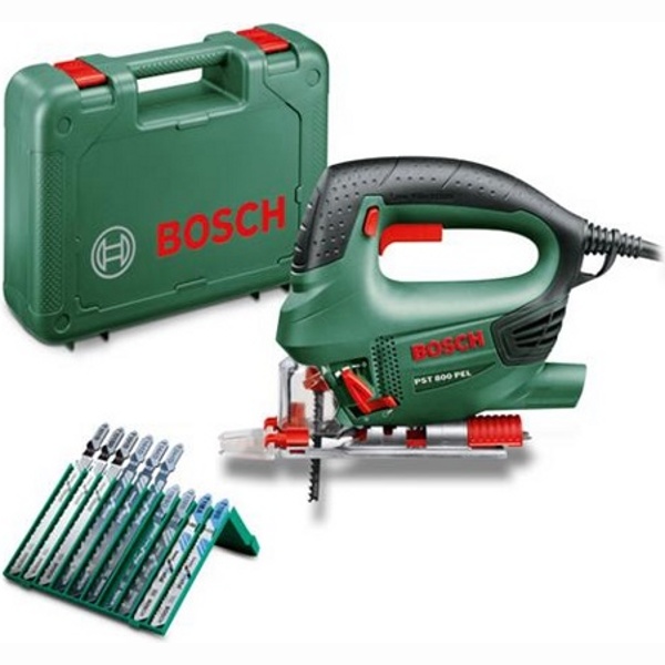 Bosch PST 800 PEL Электролобзик Лобзик + чемодан + набор Promoline 10 пилок 0.603.3A0.101 - фото