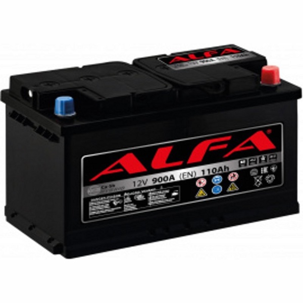 Аккумулятор автомобильный ALFA Hybrid 110 R (900A, 354*175*190)