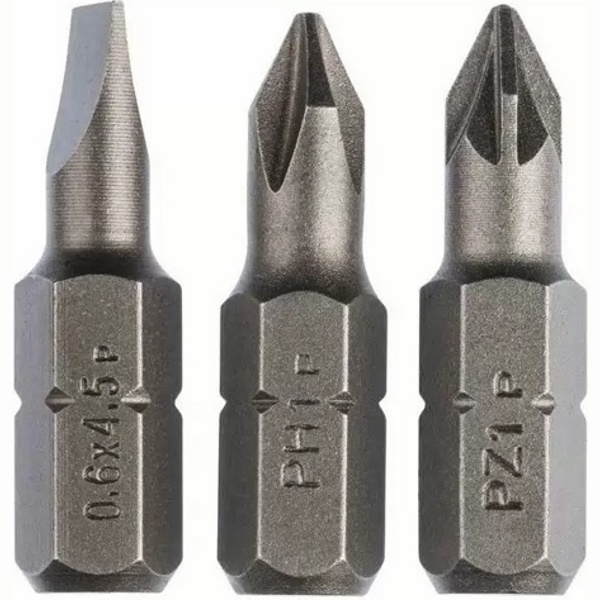 Набор из 3 бит Bosch Standard (HEX, PH, PZ) S0,6x4,5; PH1; PZ1; 25 mm [2609255973]