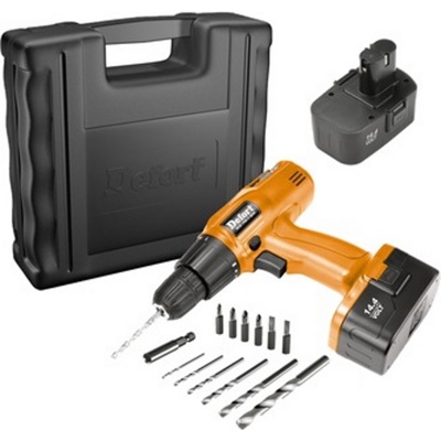 Defort DCD-14N-7-BDK Аккумуляторная дрель-шуруповёрт  Цена со скидкой 20% Акция, Кейс, два аккумулятора