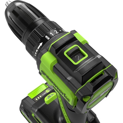 Дрель-шуруповерт аккумуляторная Greenworks 24V DD345 (1АКБх2Ач, ЗУ) б/щет 27/45 Нм 13мм коробка- фото5