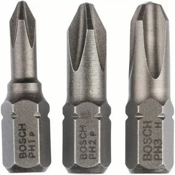 Набор из 3 насадок-бит Bosch Standard (PZ) PZ1; PZ2; PZ3; 25 mm [2609255967]