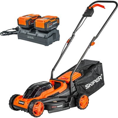 ГАЗОНОКОСИЛКА АККУМУЛЯТОРНАЯ SKIPER KW320 (32СМ, БЕСЩЁТ.ДВИГ, 2АКК*21В*4А/Ч) АРТИКУЛ: SKW320.00- фото
