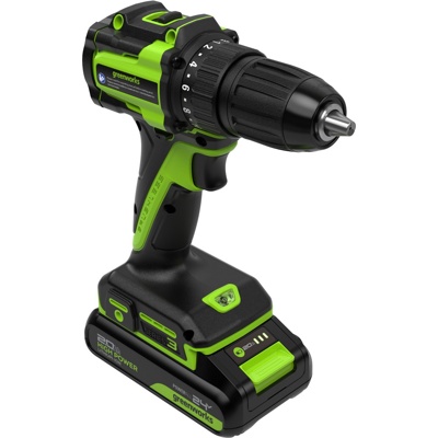Дрель-шуруповерт аккумуляторная Greenworks 24V DD345 (1АКБх2Ач, ЗУ) б/щет 27/45 Нм 13мм коробка- фото2