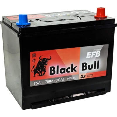 Аккумулятор автомобильный BLACK BULL Asia EFB 75 JR (750A, 257*172*200)