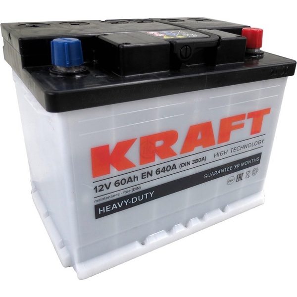Автомобильный аккумулятор KRAFT 60 R (640A, 242*175*190) - фото