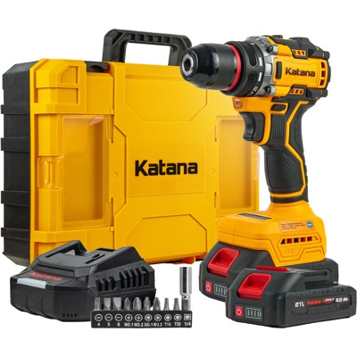 ДРЕЛЬ-ШУРУПОВЕРТ АККУМУЛЯТОРНЫЙ KATANA HD LINE BCD5501 (21В,БЕСЩЕТОЧН.,2АКК,2А/Ч,LI-ION,10БИТ,КЕЙС) АРТИКУЛ: KBCD5501.00- фото