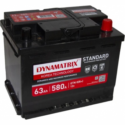 Автомобильный аккумулятор DYNAMATRIX-KOREA STANDARD DEA640 (63 A/H), 580A R+