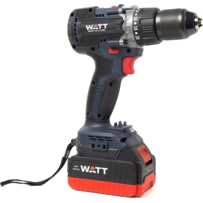 1.018.090.00 Аккумуляторная дрель-шуруповерт WATT WAS-18 Li-2BL (1x4.0 Ah) Крутящий момент 50/90 Нм- фото4