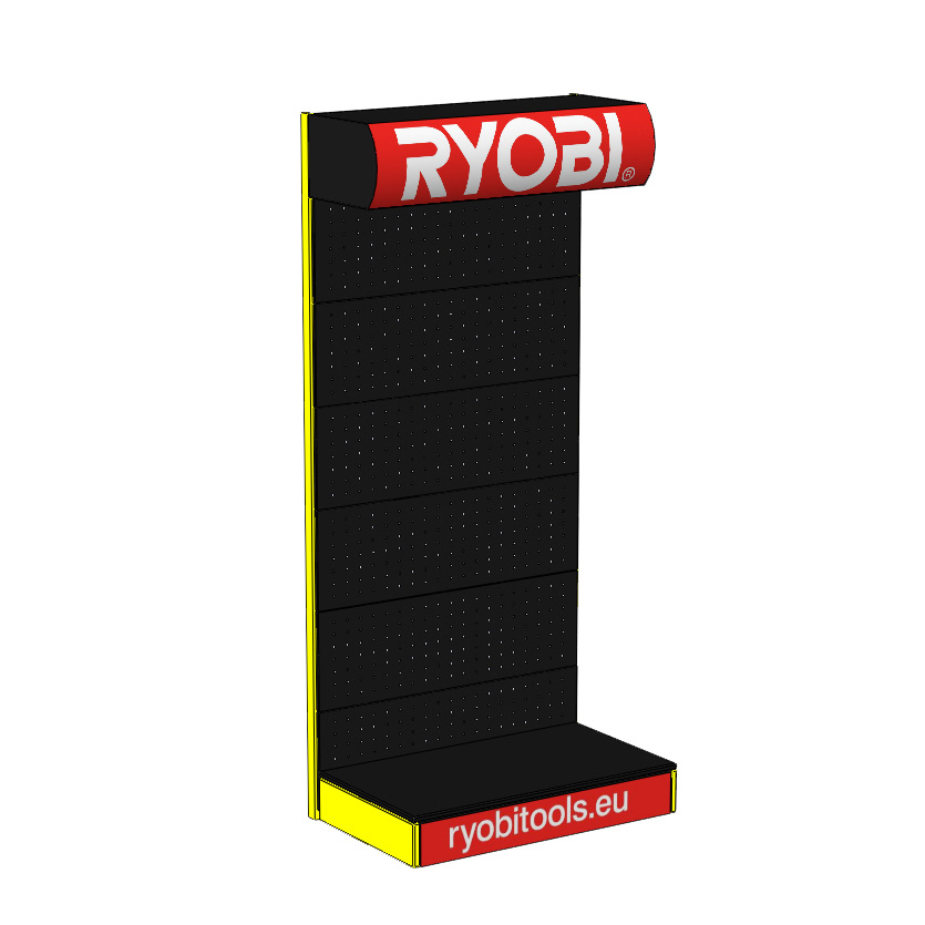 Стенд торговый для инструмента RYOBI без подсветки, (220*100*57 см)