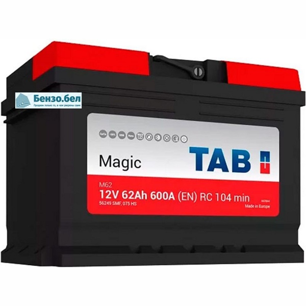 Автомобильный аккумулятор Tab Magic 62 R (600A, 242*175*175) - фото