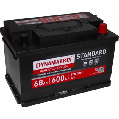 Автомобильный аккумулятор DYNAMATRIX-KOREA STANDARD DEA722 (68 A/H), 600A R+ НИЗ.