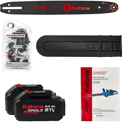 ПИЛА ЦЕПНАЯ АККУМУЛЯТОРНАЯ KATANA DT2104-PRO(БЕСЩЕТ, 42V, 2X4AH, 40СМ, 0,375