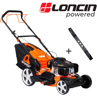 Газонокосилка бензиновая SKIPER GW511S (51 см, самох, Loncin 5лс, мульч, стал.дека, тр-cб.70л, +НОЖ)- фото