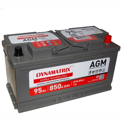 Автомобильный аккумулятор DYNAMATRIX-KOREA AGM 12V 95Ah 850A ETN 0(R+) B13 353x175x190 26,5kg