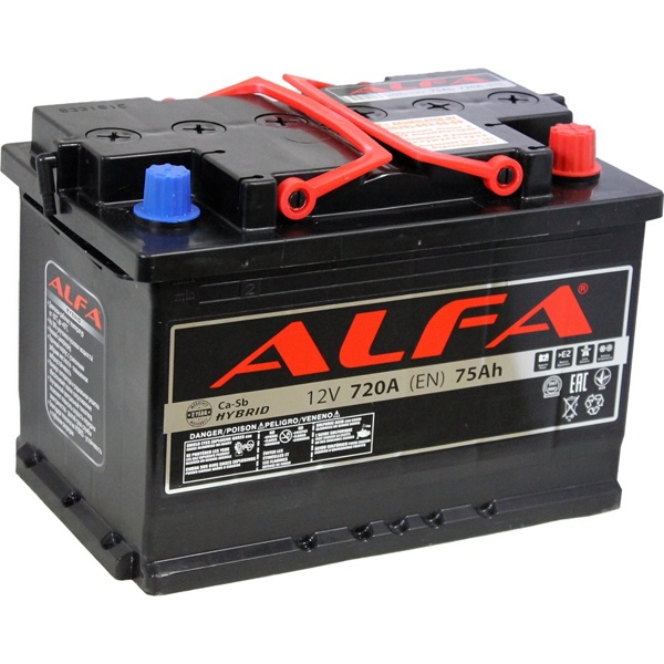 Аккумулятор автомобильный ALFA Hybrid 75 R (720A, 278*175*190) - фото