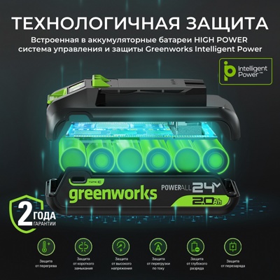 Аккумулятор Greenworks 24V 5Ач High Power G24HP5 Артикул: 2957807- фото2